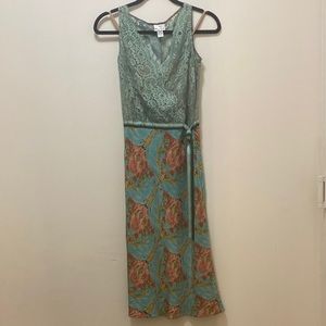 TRACY REESE Lace and Silk MIDI dress